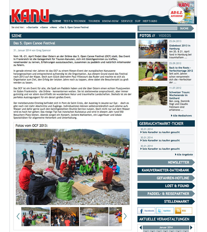 Kanu Magazin (web). Germany. 2014